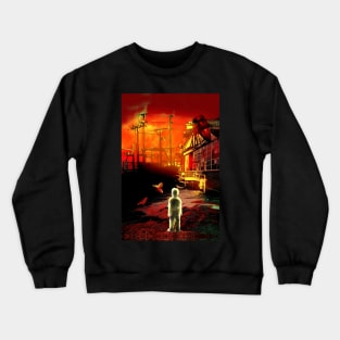 Red Wat Shod boy and birds in a wasteland Crewneck Sweatshirt